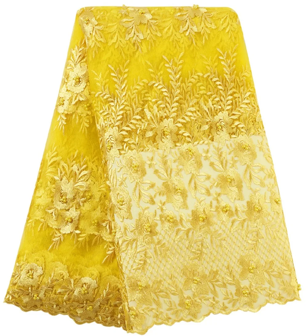 Африканская бисерная кружевная ткань высококачественное кружево нигерийская