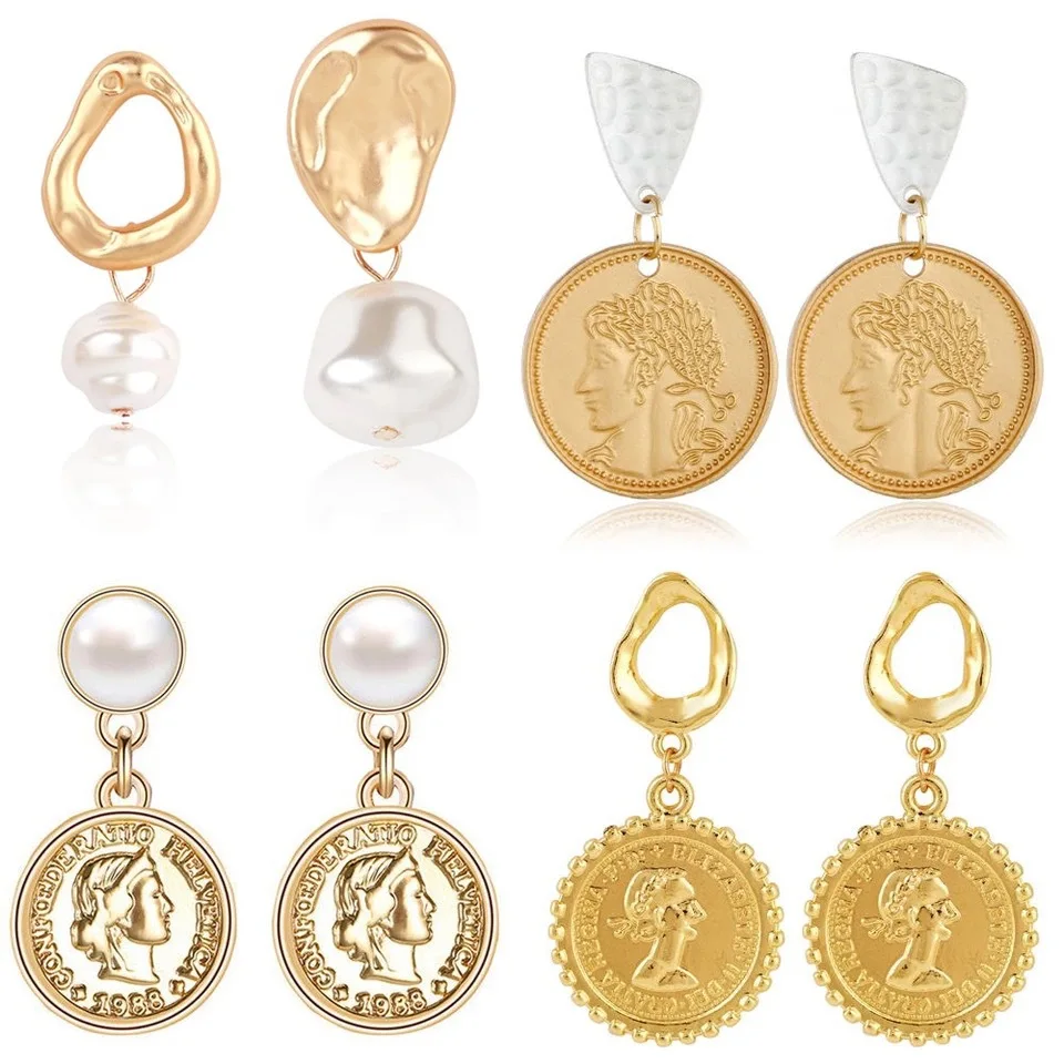 Женские серьги клипсы Za подвески золотого цвета с монетами 2019|Серьги-подвески| |