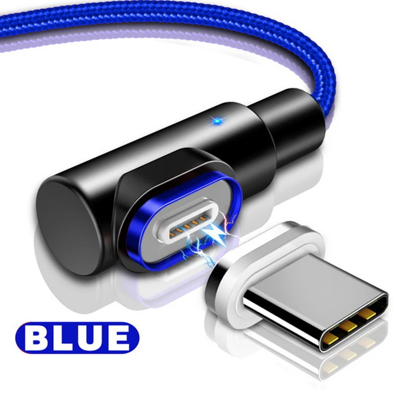 Blue Магнитный кабель 3A Micro usb type-C для iPhone X XS XR 7, быстрая зарядка, USB-C, магнитное зарядное устройство для телефона, кабели для samsung Xiaomi - Тип штекера: Blue
