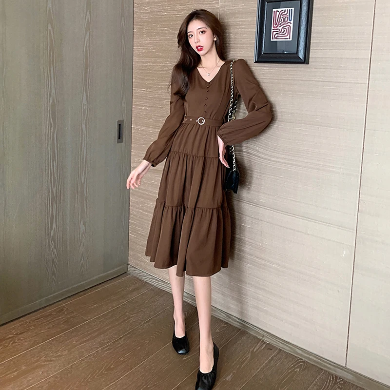 Платье с длинным рукавом облегающая юбка тонкой талией | Женская одежда