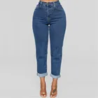 Женские джинсы, повседневные брюки с завышенной талией, облегающие эластичные хлопковые джинсовые брюки для женщин, голубые зеркальные брюки # J30