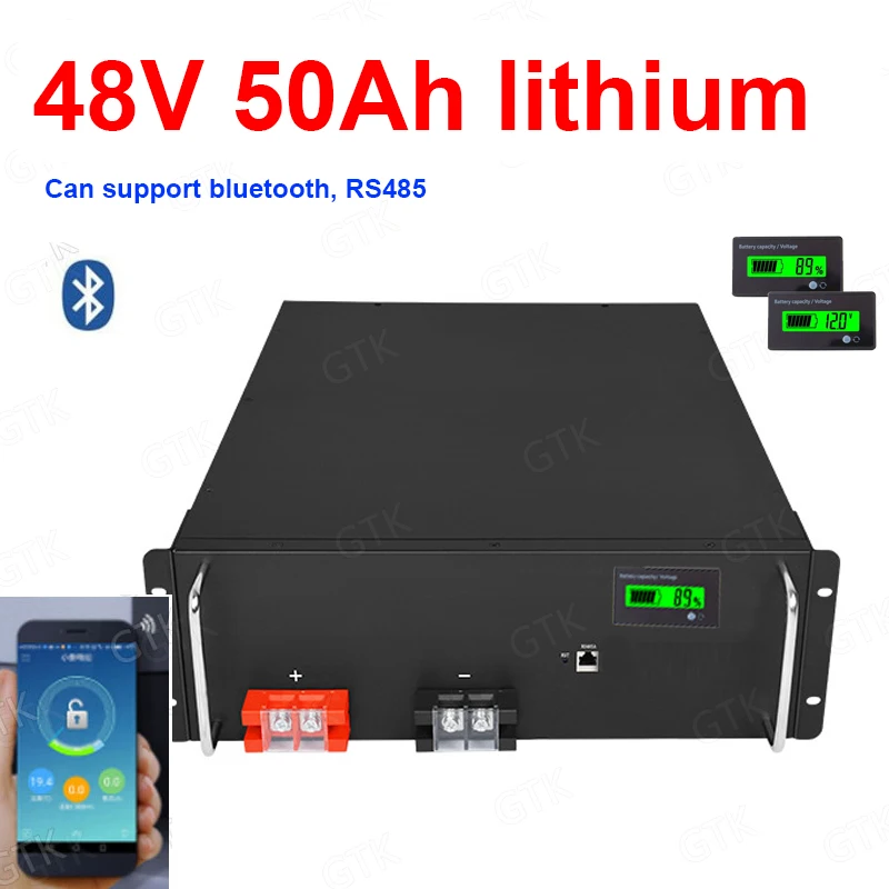 

GTK lithium ion 48V 50AH battery bluetooth APP BMS RS485 communication for 4000W inverter scotter Solar energy + 10A charger