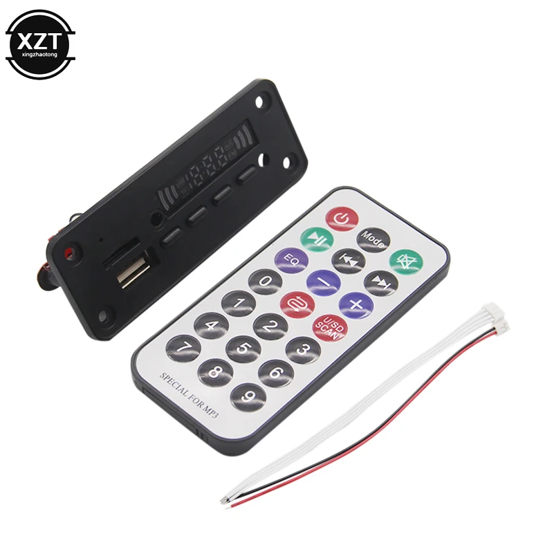 Bluetooth 5.0 MP3 WMA Decoder Board Module DC 5V 12V USB SD/TF AUX FM Call Recording Audio 2*3W Amplifier For Car DIY | Электроника