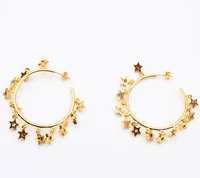 45mm womens high quality gold circle with colorful star decoration fashion style earrings for woman christmas gift 1 pair