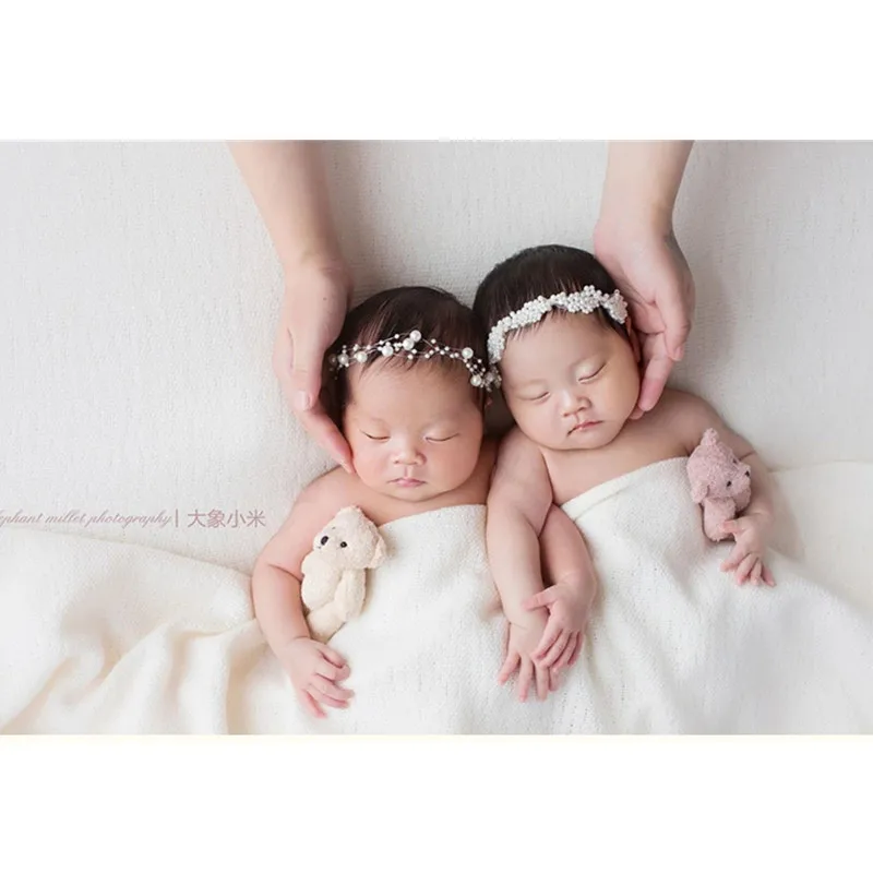 Accesorios de fotograf&iacute;a para beb&eacute;, tocado con cuentas de perlas en 7 colores, diadema para estudio de fotograf&iacute;a, accesorios para sesi&oacute;n de fotos de reci&eacute;n nacido, sombreros para ni&ntilde;a-4