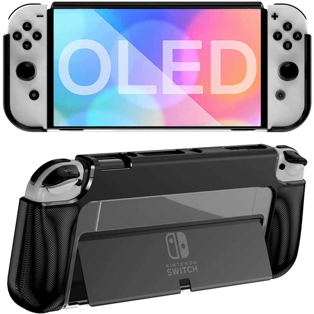 

For Nintendo Switch OLED 2021 Dockable Protective Case PC+TPU Shell Ergonomic Handle Grip Holder NS OLED Slim Cover Skin Guard