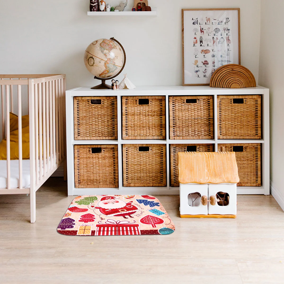 

Нескользящий напольный коврик в рождественском стиле, влагопоглощающий напольный коврик, напечатанный дверной коврик