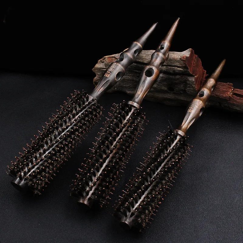 1 шт. круглая расческа с натуральной щетиной и нескользящей деревянной ручкой |