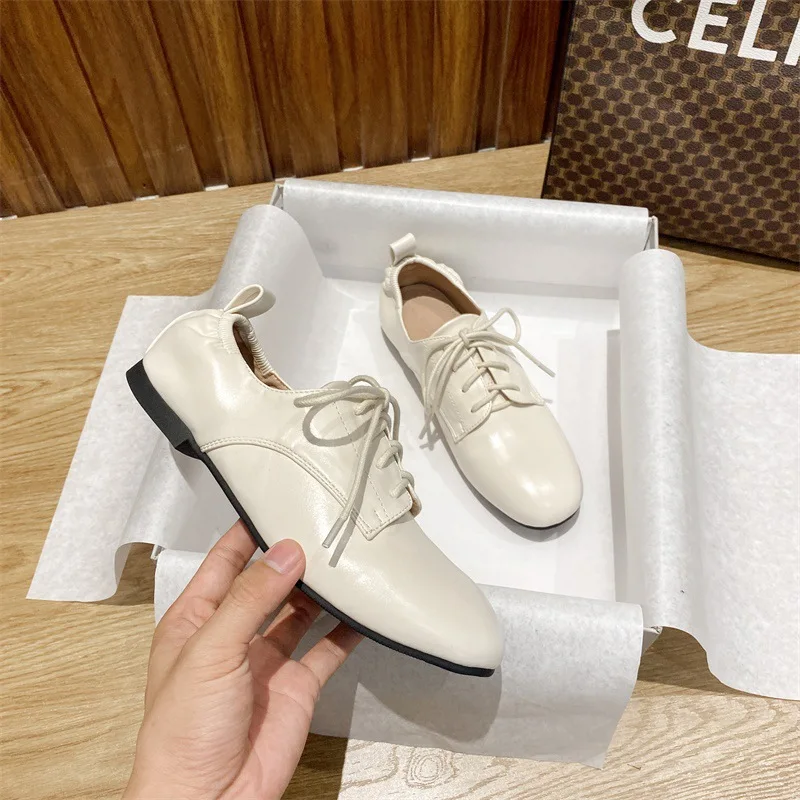 Новинка Весна 2021 туфли на низком каблуке в Корейском стиле Повседневная модная