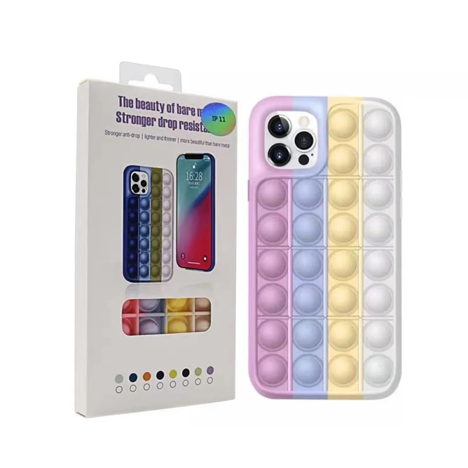 

10Pcs/Lot All Color Mixed Push Bubble Pop Fidget Toy Phone Case Soft Cover For Samsung S10 Plus S20 Note 10 A51 A71 A31