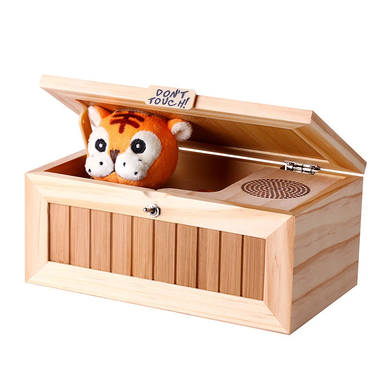 

Wooden Electronic Useless Box Cute Tiger Funny Children Toy Gift For Kids Interactive Toys Stress-Reduction Desk Decoration