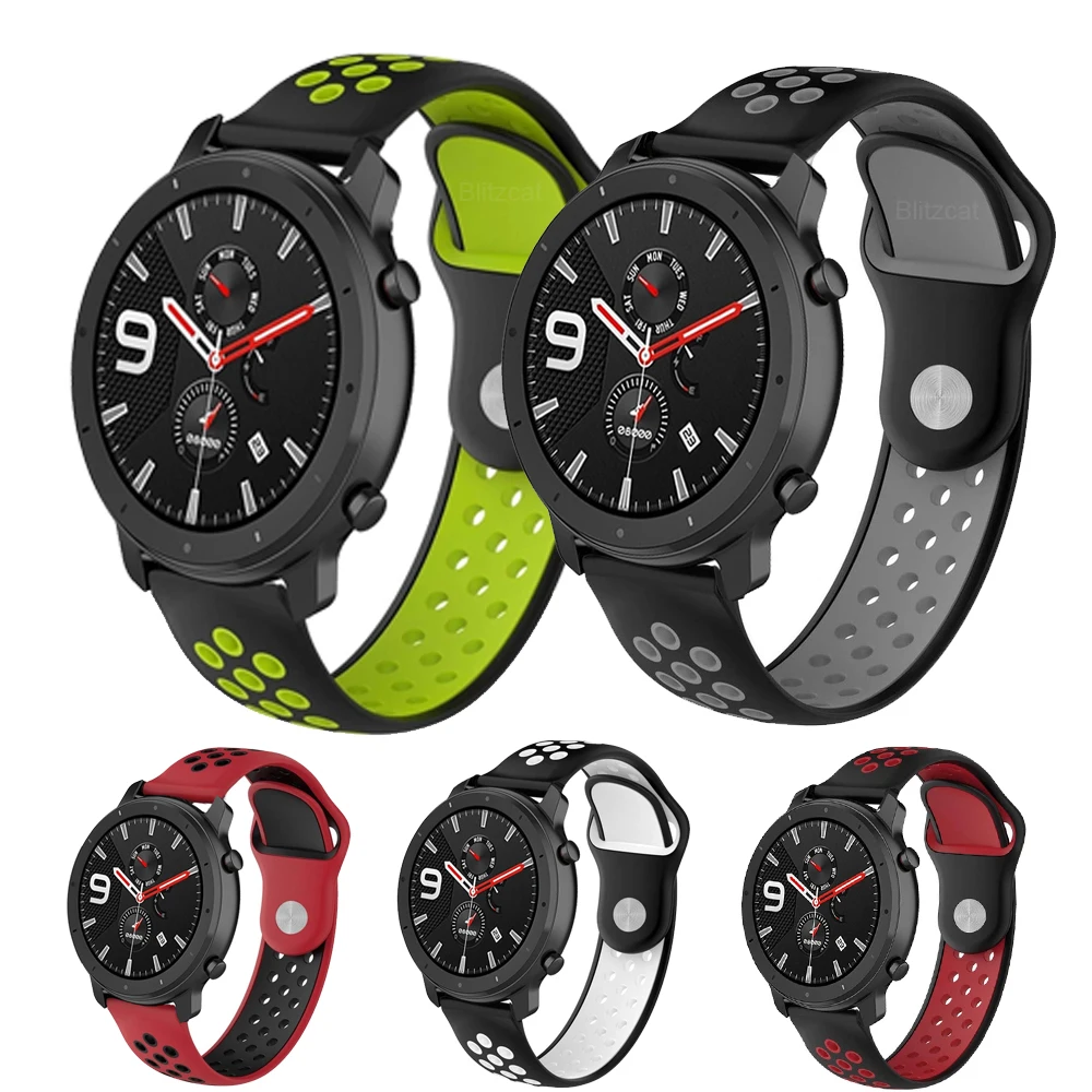 Мягкий силиконовый ремешок для умных часов Xiaomi Huami Amazfit GTR 42 47 мм браслет GTS huawei GT2 46