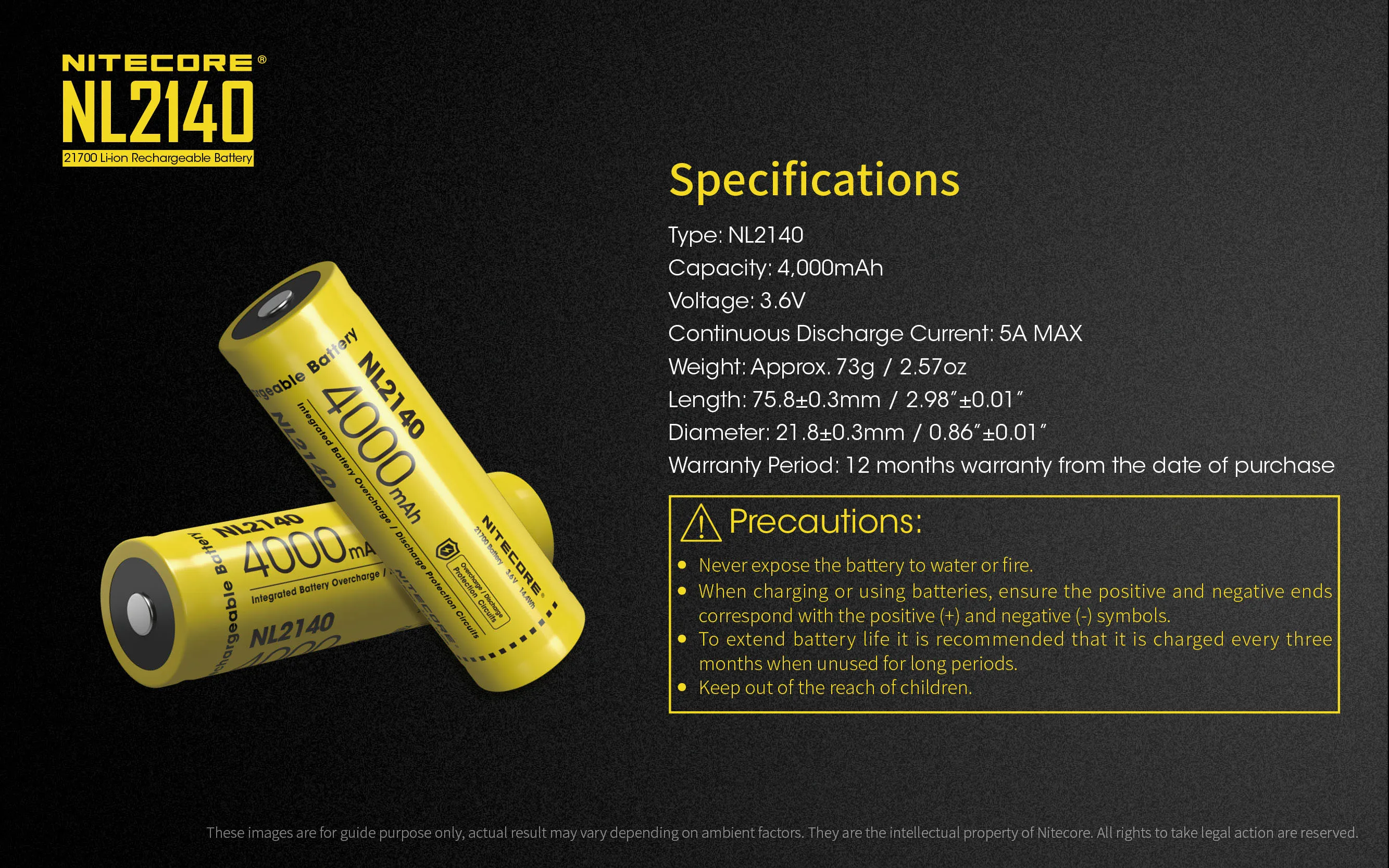 NITECORE NL2150 NL2145 NL2140 3,6 V 21700 литий-ионная аккумуляторная батарея