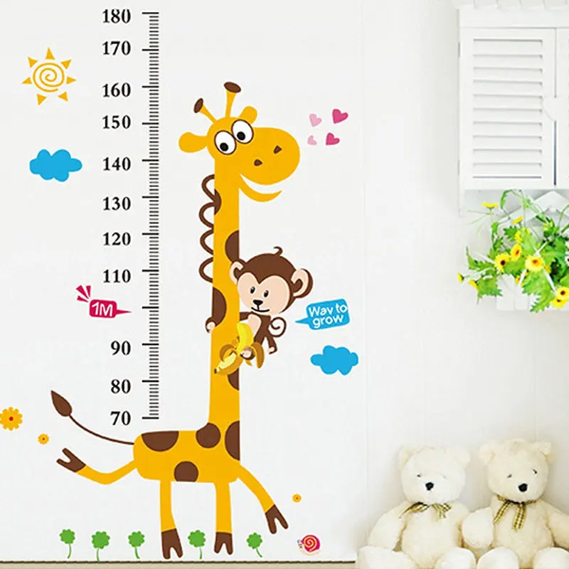 Giraffe Рост метр стикер стены s Ростомер наклейка 26 письмо Таблица проверки зрения детская комната украшение для классной комнаты для детского сада - Цвет: Giraffe