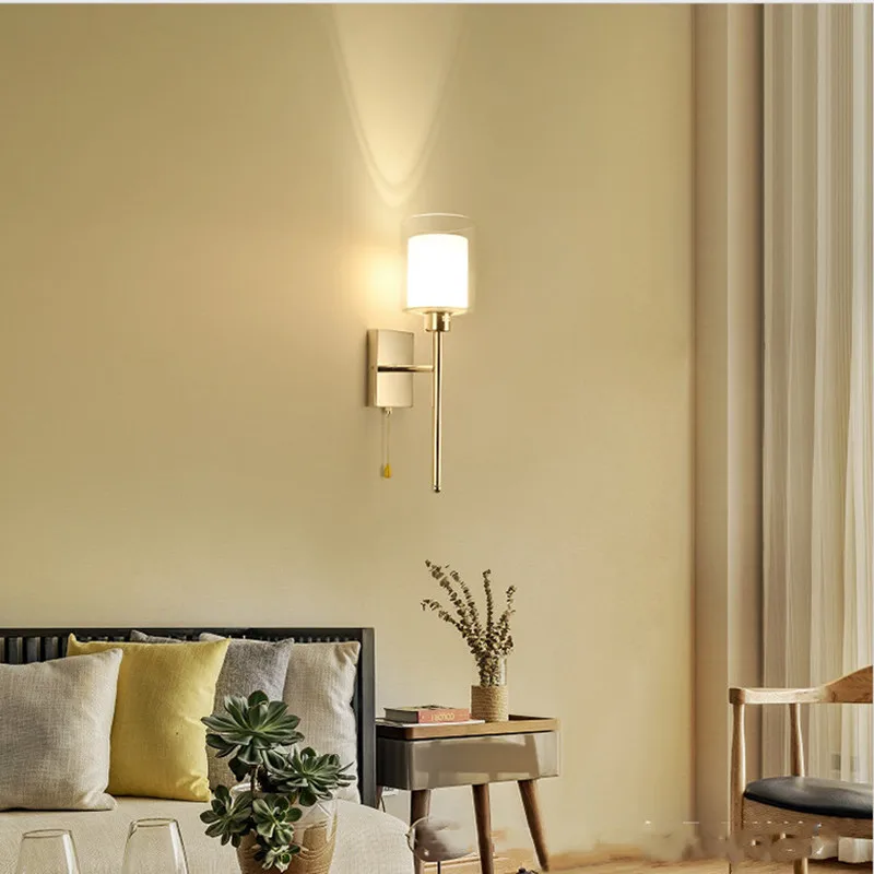 Современная светодиодная комнатная золотисто-серая настенная лампа с