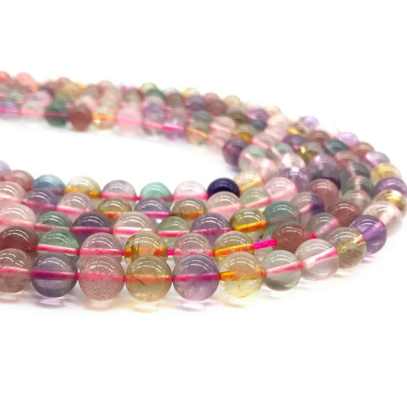 

Natural Color Crystal 8mm Loose Beads Fluorite Mixed Crystal Handmade DIY Bracelet Necklace Jewelry Accessories