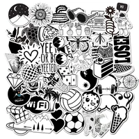 103050pcs black and white cartoon graffiti mobile phone waterproof removable suitcase skateboard stickers wholesale