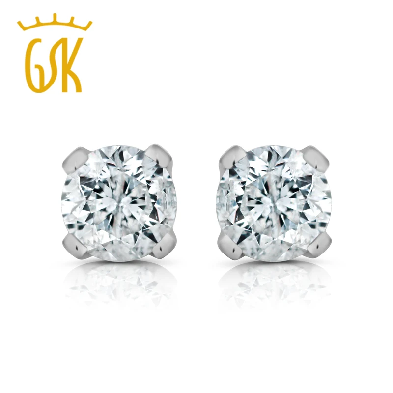 Женские серьги-пусеты GemStoneKing из белого золота 14 к 1/3 Cttw | Украшения и аксессуары