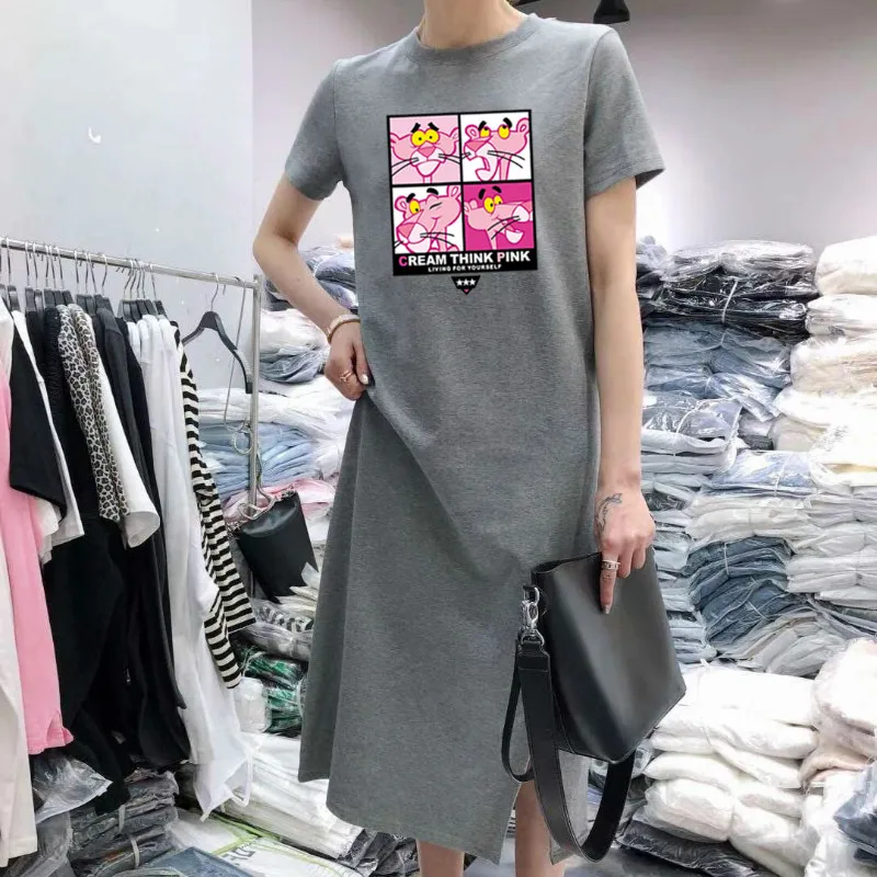 Женское платье с принтом Пантеры однотонное Простое Повседневное свободное