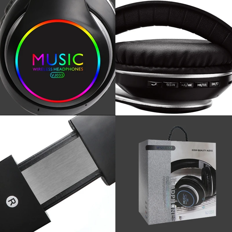 

Bluetooth Headphones,Bluetooth 5.0 Headset with Colorful Lights, Call Function,Music Headset Bilateral Stereo Headphone