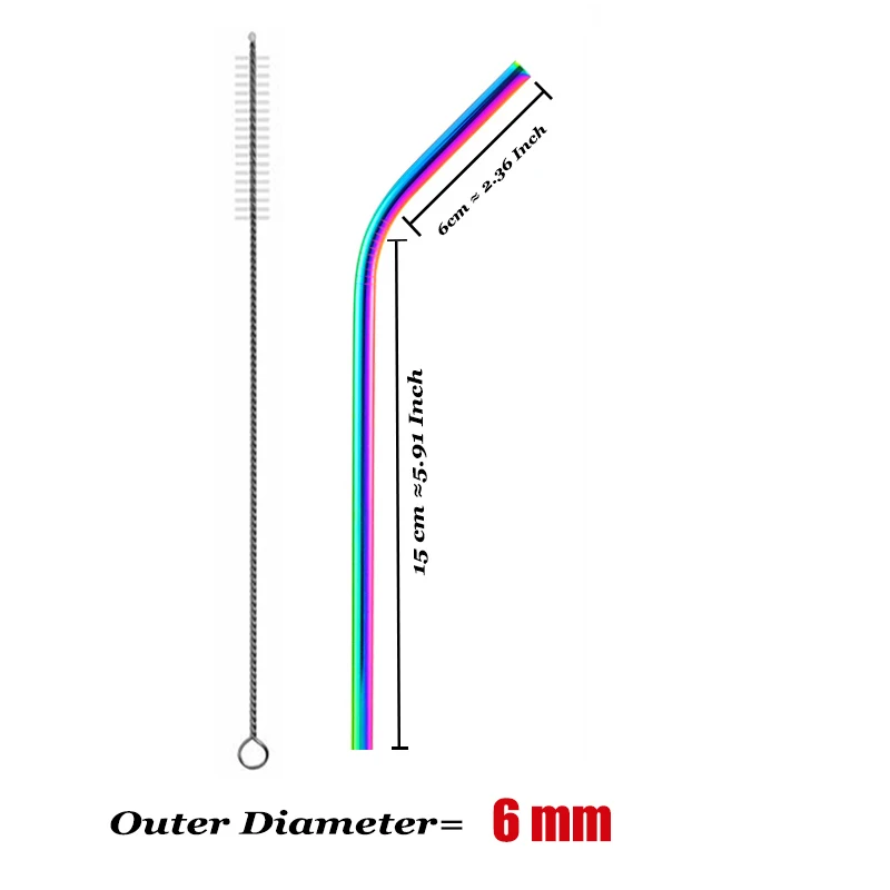 Rainbow B1 Многоразовая соломинка для питья,, изготовленная на заказ, металлическая соломинка из нержавеющей стали 304, сумка-щетка, экологически чистые аксессуары для бара для напитков - Цвет: Rainbow B1