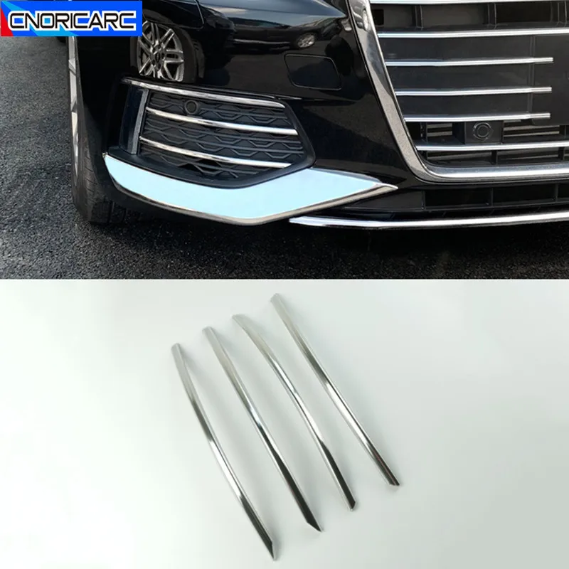 

Stainless Steel Car Front Fog Light Trim Strips Decoration For Audi A6 C8 2019 Front Bumper Grille Grill Styling Accessories