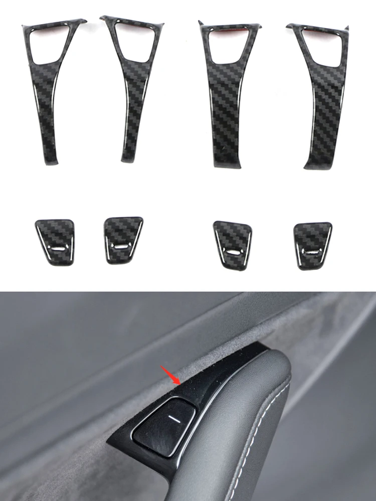 

Внутренняя дверная ручка для Tesla Model 3 Y 2019 2020 2021 отделка чаши Крышка дверная застежка рамка из углеродного волокна аксессуары для интерьера а...