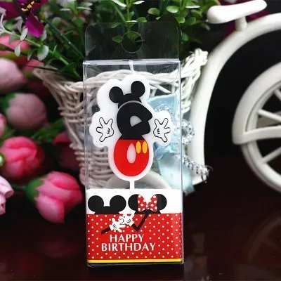 Mickey 8 Горячая День рождения номер 0-9 свечи мультфильм Микки Минни Маус Свеча на торт ко дню рождения торт украшения для кексов вечерние украшения - Цвет: Mickey 8