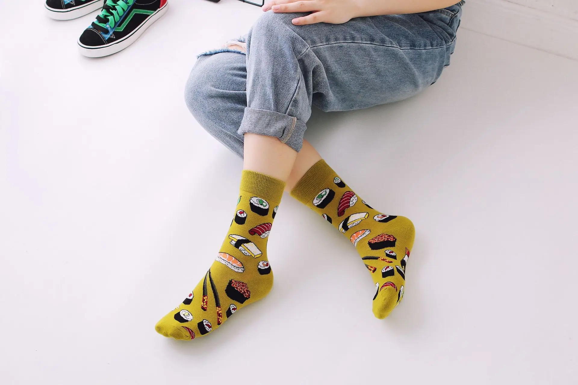 Fashion personality funny long socks ladies casual warm long cotton happy pop hip hop style street tide avocado egg couple socks