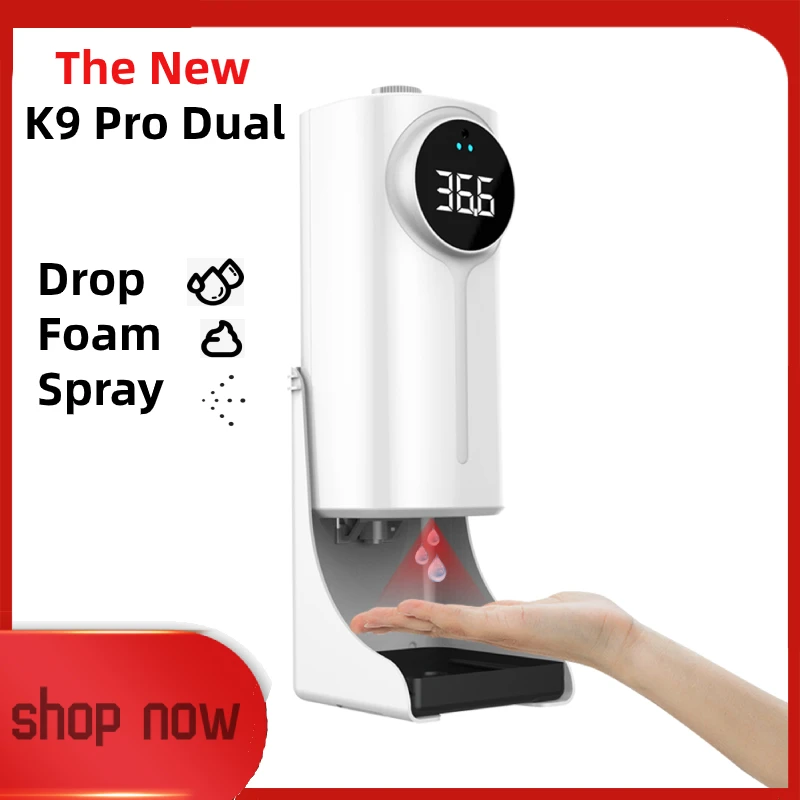 

2 In 1 K9 Pro Dual Soap Dispenser Double probe measurement With Alarm Wall Mounted Thermometer Automatic Temperature Measurement