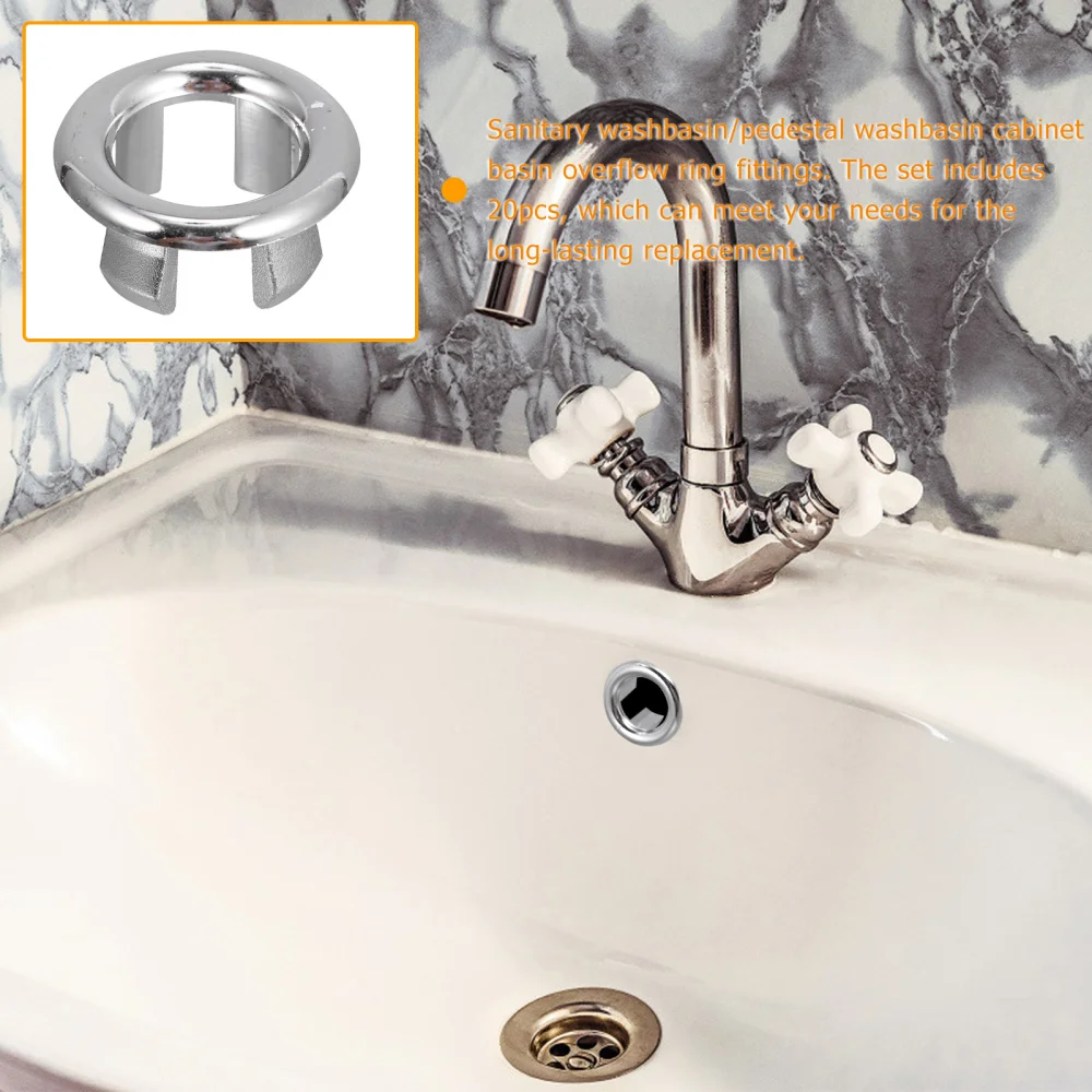 

20pcs Bath Sink Hole Covers Bathroom Wash Basin Overflow Hole Ring Accessories