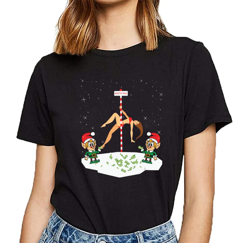 Женская футболка с надписью и принтом для танцев на Рождество|Футболки| |