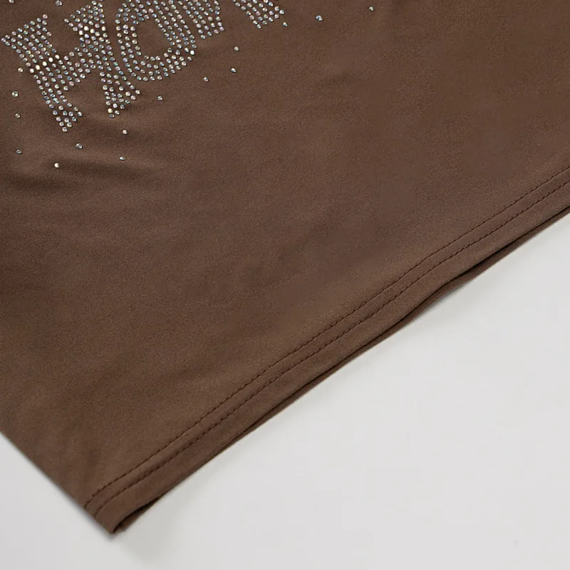 

YICIYA 2021 Brown Crop Top Women Sleeveless O-Neck Summer Casual Party Fashion Letter Print Sexy Tank Tops Y2K