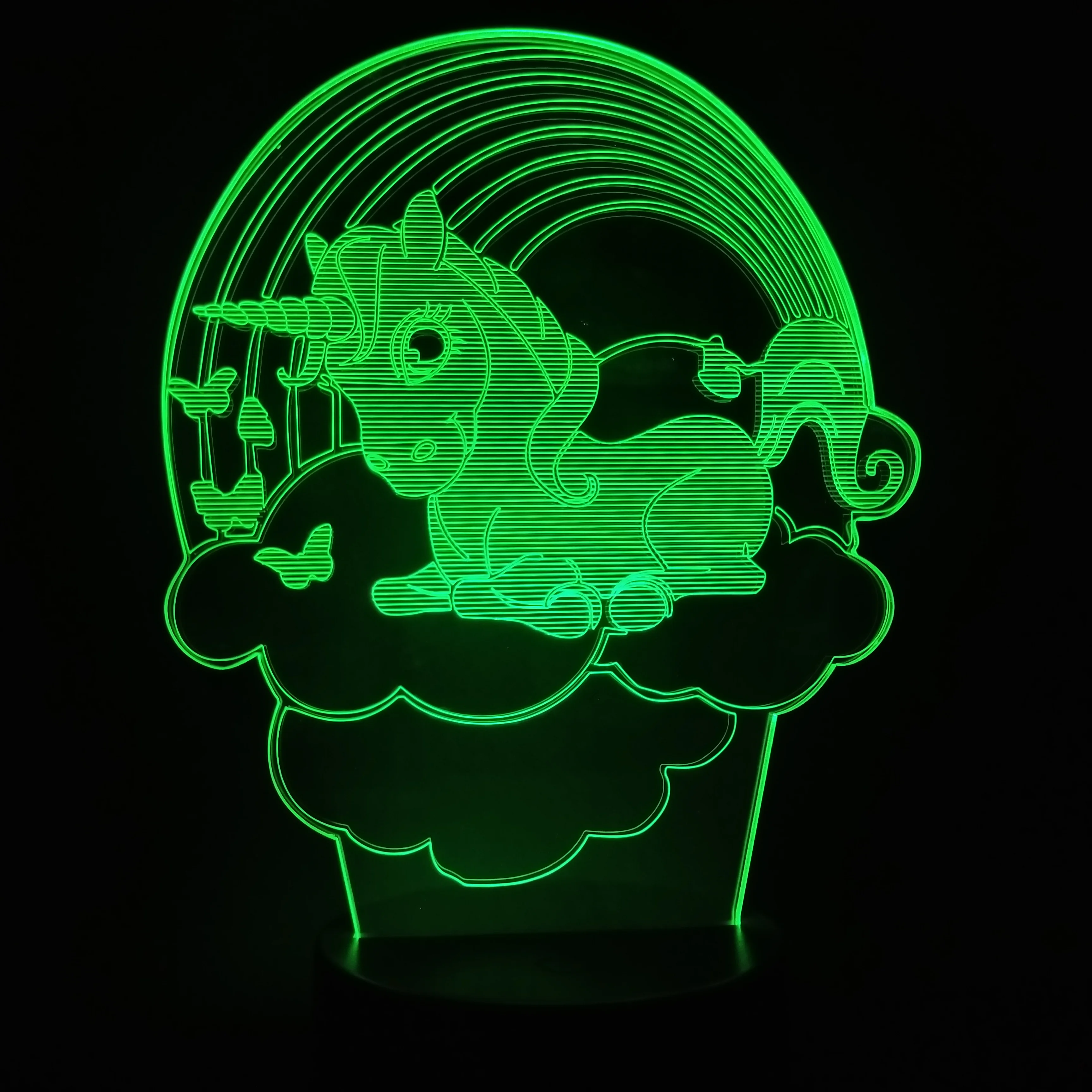 3D лампа в виде радужного единорога атмосфера Цвет меняется с пультом