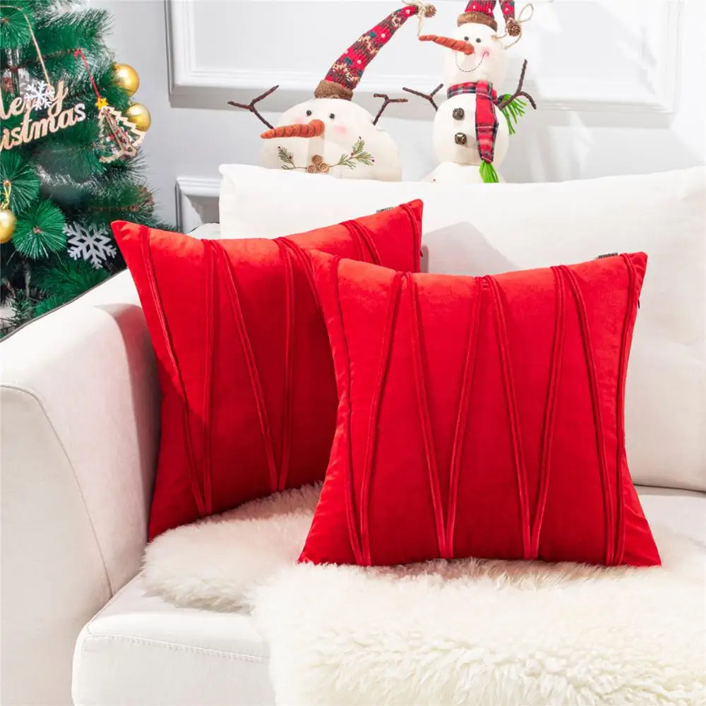Рождественские мягкие бархатные полосатые наволочки однотонные украшения