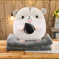 super cute chubby hamster plush pillow three in one 11 7m plush blanket stuffed hand warmmer gifts