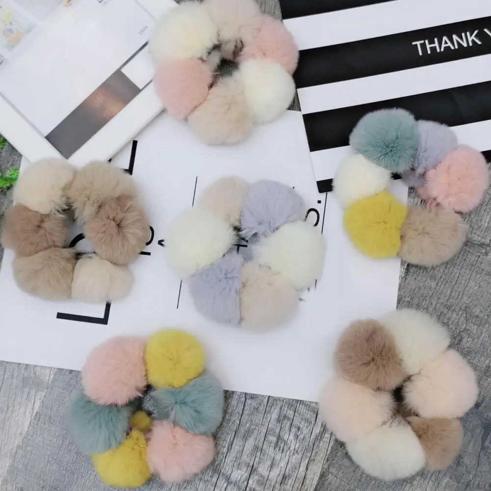 

Winter Elastic Hair Band Scrunchie Soft Rabbit Fur Hair Holder Hair Headwear Accessories Ponytai Women Rope Bands Girls Rub E3V1