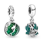 Зеленая эмалированная подвеска в виде круглого океана подходит для оригинального браслета Pandora с подвесками для женщин милая аниме Принцесса Русалка бусины для изготовления ювелирных изделий
