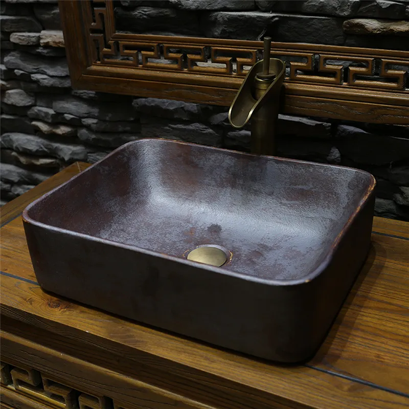 Керамическая раковина для ванной комнаты умывальника с ручной росписью круглая