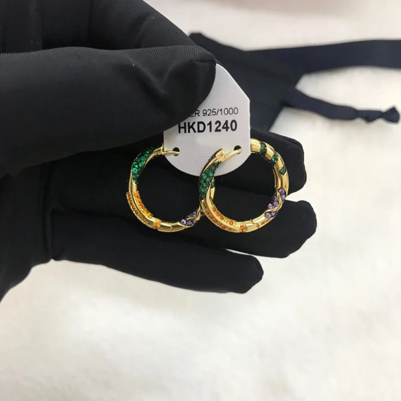 Модный шарм копия 1:1 желтый разноцветный обруч серьги с полосками женские