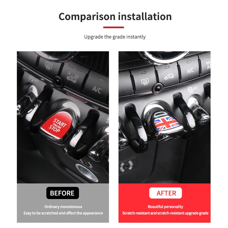 Car-Styling One-Click Наклейка кнопки запуска автомобиля для BMW MINI COOPER F54 F55 F56 F60 Декоративные аксессуары для интерьера.
