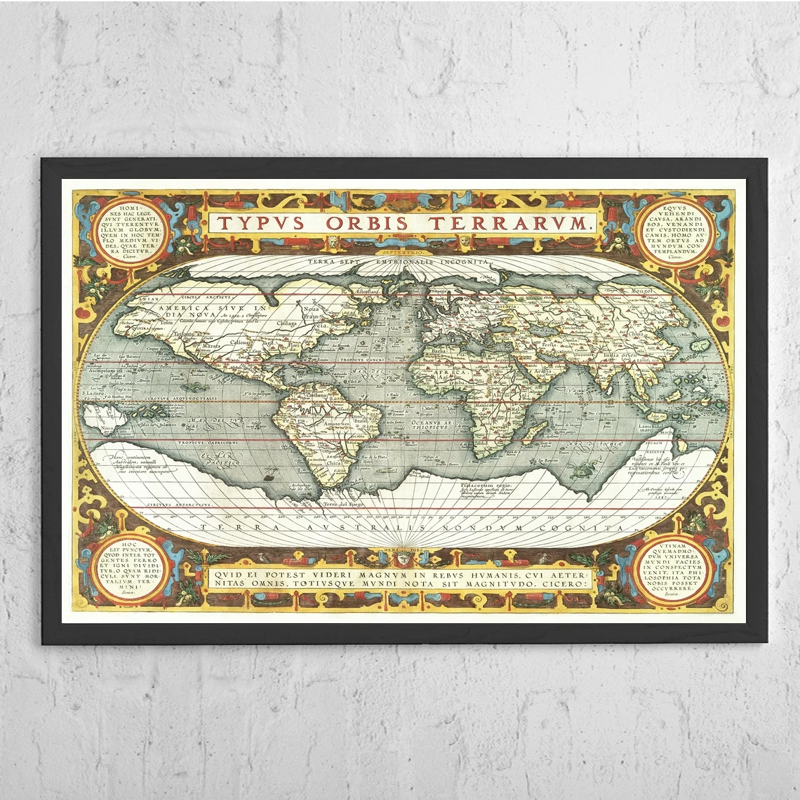 

Typus Orbis Terrarum 1587-1595 карта Ретро плакат холст художественные принты домашний декор настенная живопись (без рамки)