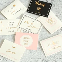 10pcs Creative Bronzing Greeting Card Wedding Valentine's Day Flower Message Blessing Card Birthday Party Decor Thank You Card