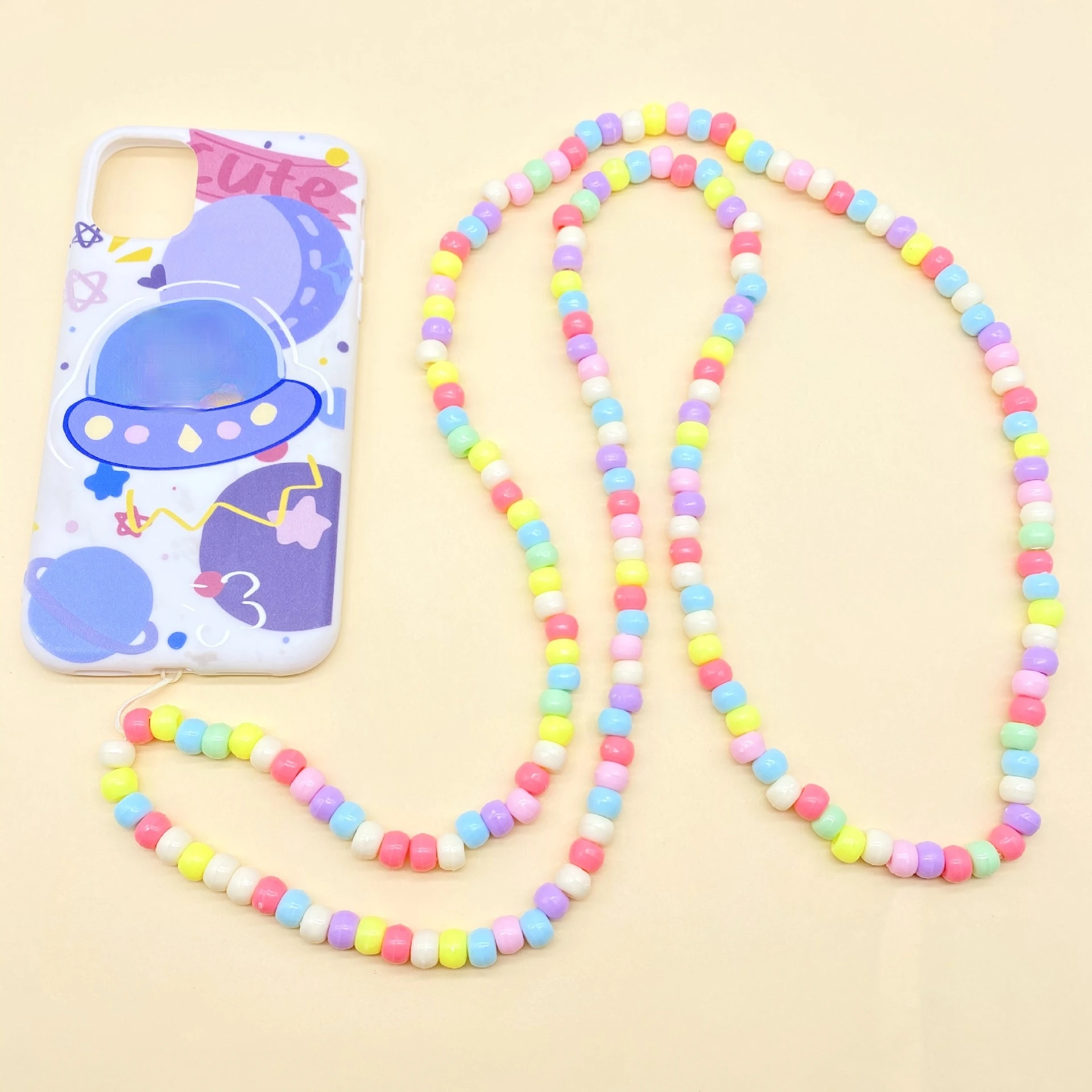

Colorful Beads Mobile Chain Long Phone Strap Lanyard for Romantic Women Beaded Cord Holder