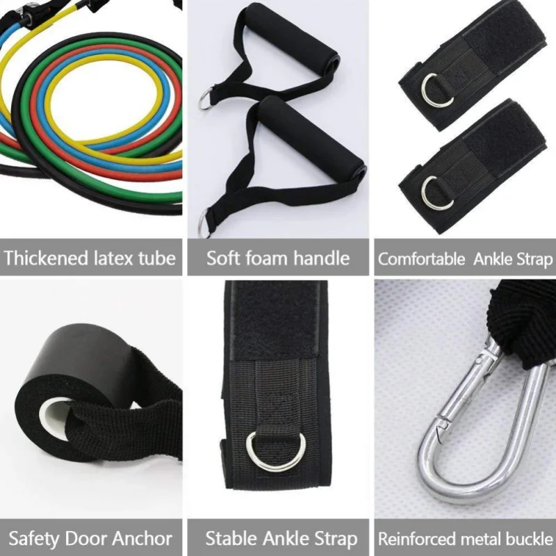 

Yoga Fitness Pull Rope 11pcs/set Pull Rope Fitness Exercises Resistance Bands Latex Tubes Pedal Body Training Workout