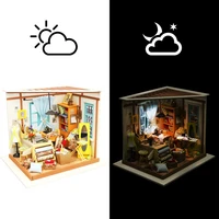 robotime diy lisa tailor shop with furniture children adult doll house miniature dollhouse wooden kits toy dg101