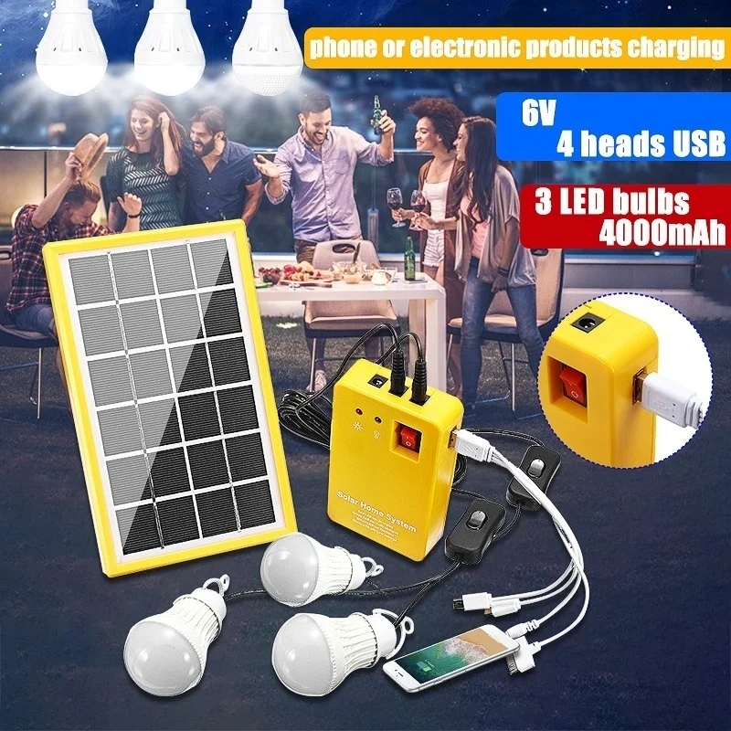 Новейшая система генератора солнечной панели 4000 мА/ч с 3 светодиодный светильник