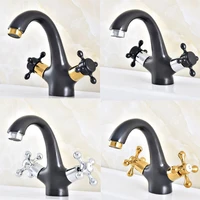 polished chrome gold black oil rubbed single hole deck mounted cross handle bathroom vessel basin sink faucet mixer water tap