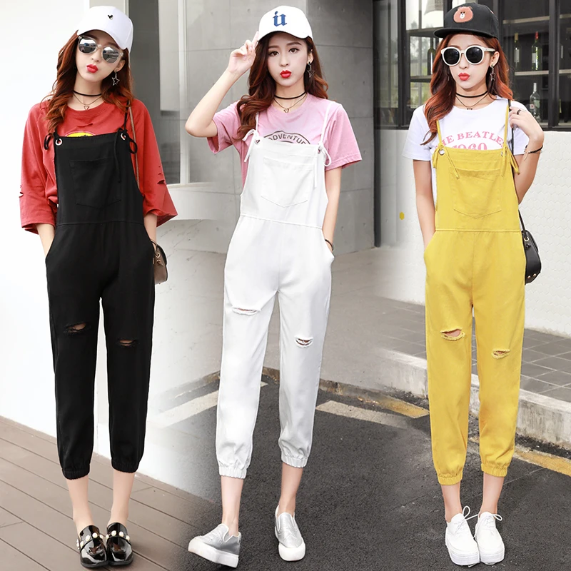 Женские комбинезоны с дырками 5 цветов весенне Осенние Комбинезоны для женщин