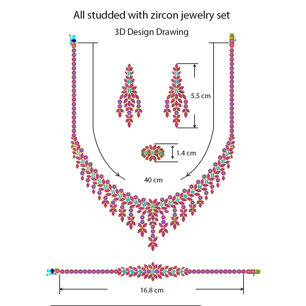 

Sze SangSang High Quality Nigerian Bridal Jewelry Set Fashion Arborization Tassels Cubic Zirconia For Women Wedding Accessories